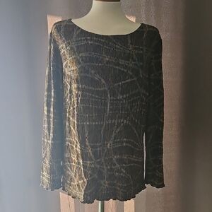 Coldwater Creek Black and Brown Abstract Blouse
